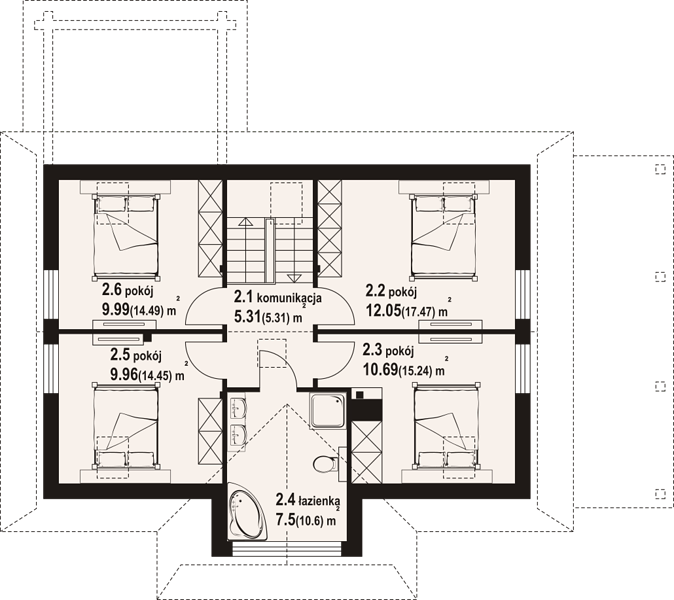 План 2 этажа дома GAF-6576-84 План 2 этажа дома GAF-6576-84